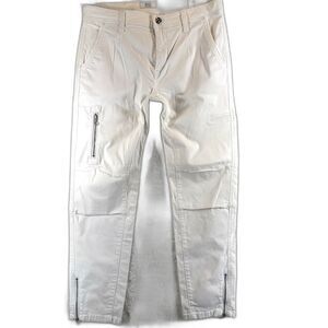MAC Jeans 6/8 White Stretch Slim Leg Rich Cargo mid Rise Zip Pants